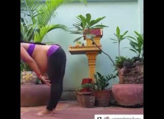 9 months pregnant doing yoga